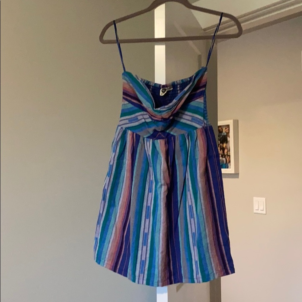 Striped strapless dress